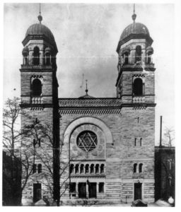 Black and white photo of late-19th century temple at 8th & I Streets,NW.