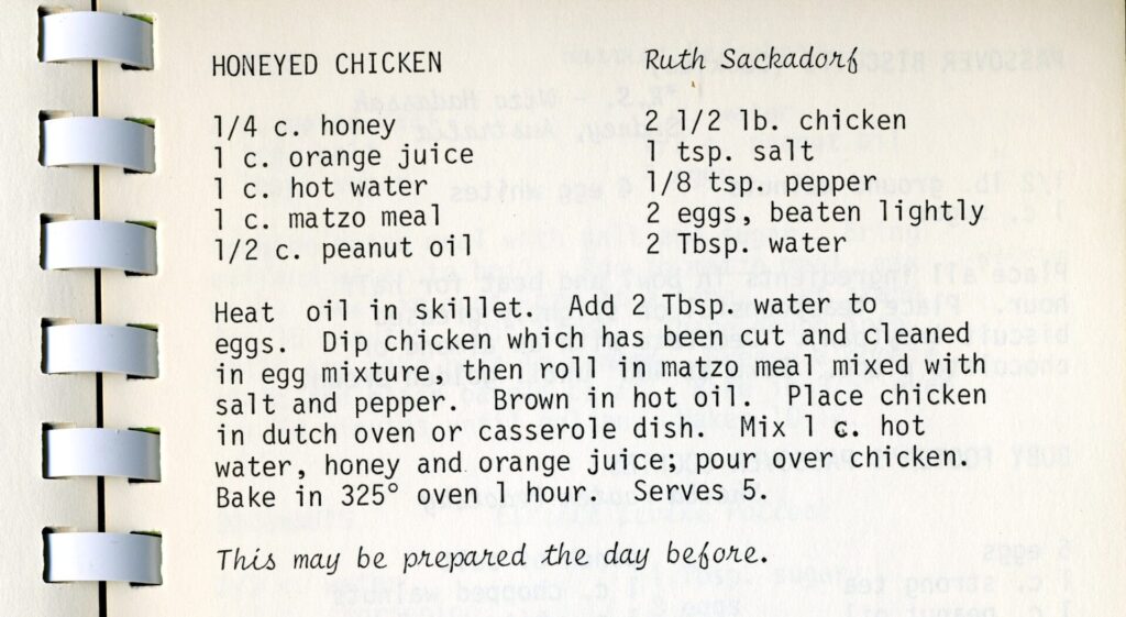 Jewish Creative Cooking, Honeyed Chicken Recipe